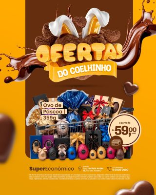 Ofertas do Coelhinho Ovos de Páscoa 359g Supermercado PSD Editável