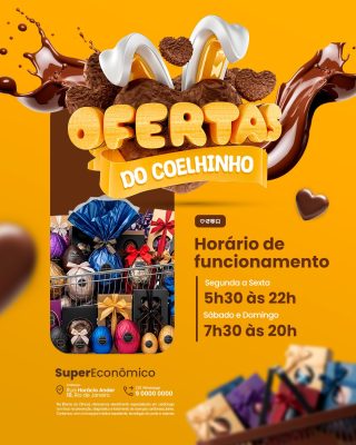 Supermercado Horário de Funcionamento Ofertas do Coelhinho PSD Editável
