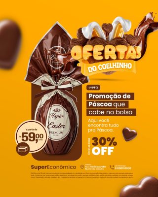 Páscoa Ofertas do Coelhinho 30% OFF Cabe no Bolso Supermercado PSD Editável