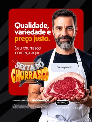 Sexta do Churrasco Seu Churrasco Começa Aqui Oferta Açougue PSD Editável