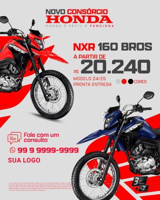 Novo Consórcio Honda NXR 160 Bros a partir de R$ 20.240 PSD Editável