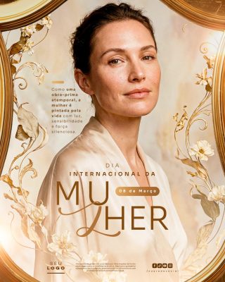 Dia Internacional da Mulher 08 de Março Post Elegante PSD Editável