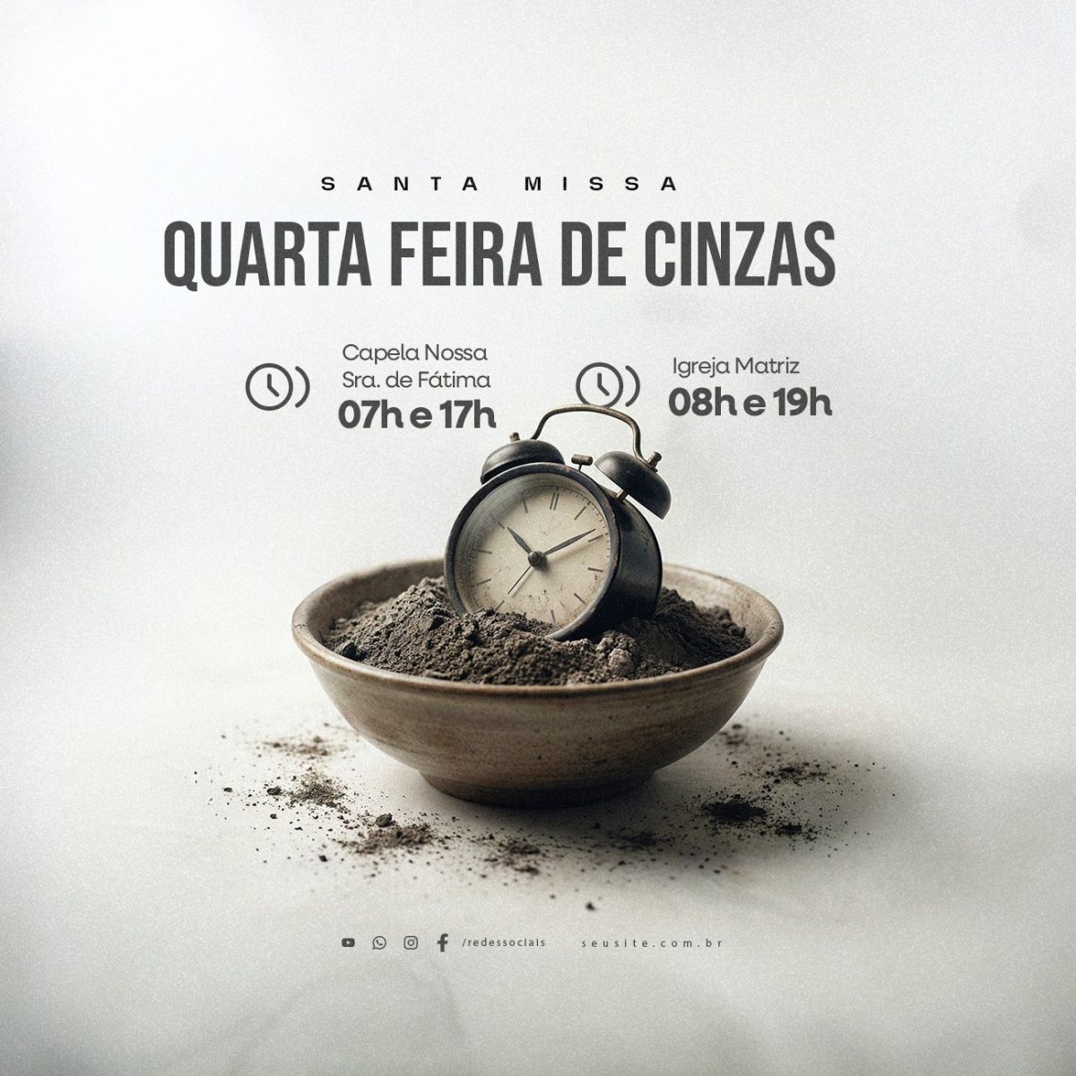 Santa Missa Horário Especial Quarta Feira de Cinzas 18 de Fevereiro PSD Editável