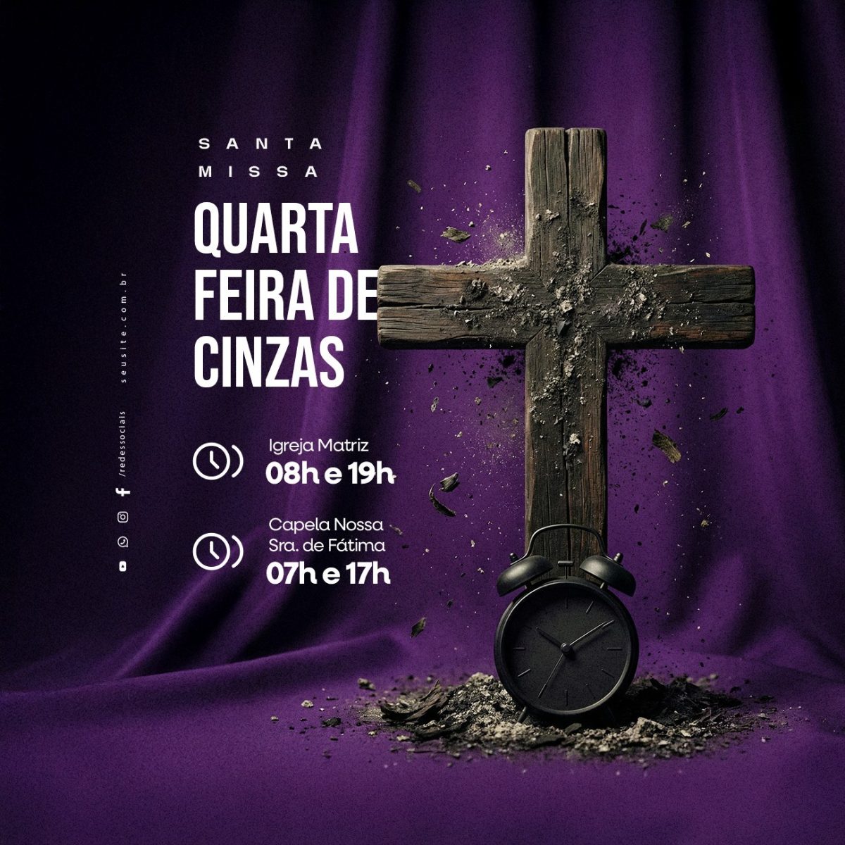Santa Missa Horário Especial Quarta Feira de Cinzas 18 de Fevereiro PSD Editável