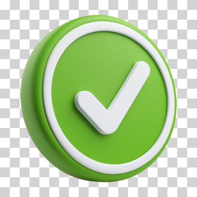 Ícone Check Mark em Círculo Verde 3D PNG Transparente