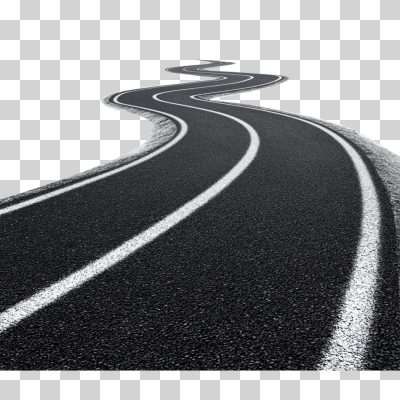 Estrada Curva com Linhas Brancas PNG Transparente