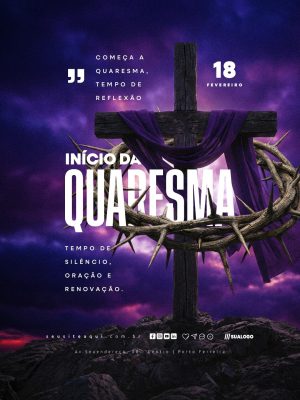 Quarta-feira de Cinzas Início da Quaresma 18 Fevereiro Template PSD Editável