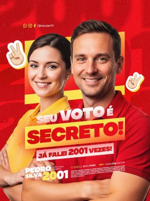 Campanha Política Seu Voto é Secreto Pedro Silva 2001 Deputado Federal PSD Editável