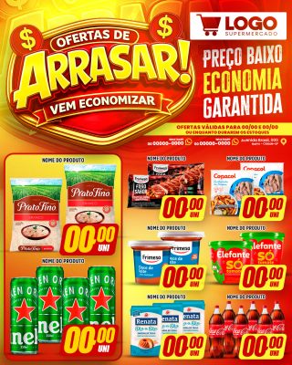 Ofertas de Arrasar Vem Economizar Supermercado  PSD Editável