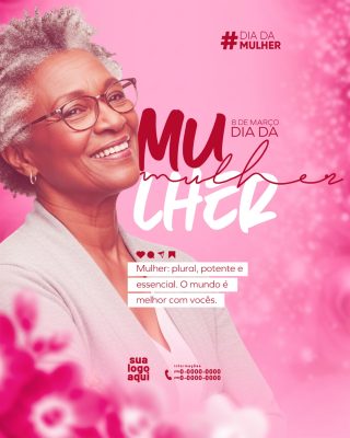 Dia da Mulher 8 de Março Mulher Essencial Arte Vibrante PSD Editável