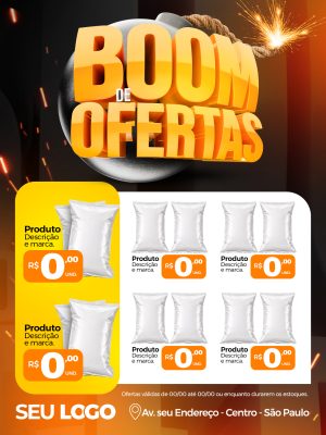 Boom de Ofertas Cartaz Super Promoção Produtos PSD Editável