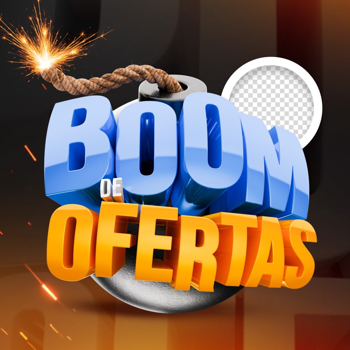 Selo 3d Boom de Ofertas para composição PSD Editável