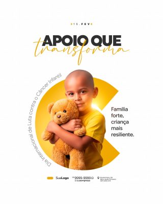 Dia Internacional de Luta contra o Câncer Infantil 15 de fevereiro Social Media PSD Editáv