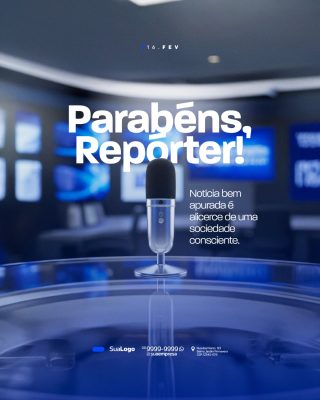Dia do Repórter Homenagem Profissional de Imprensa Social Media PSD Editável