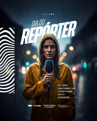 Dia do Repórter Homenagem Profissional de Imprensa Social Media PSD Editável