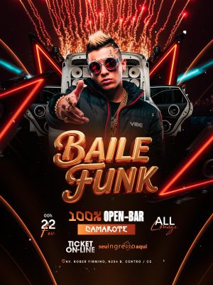 Flyer Próximos Shows Festa Baile Funk 100% Open-Bar e Camarote PSD Editável