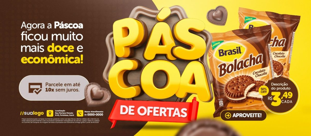 Páscoa De Ofertas Bolacha Chocolate Econômica PSD Editável
