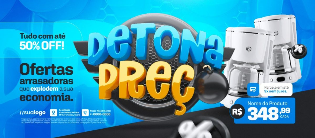 Campanha Detona Preço Ofertas Arrasadoras 50% OFF PSD Editável