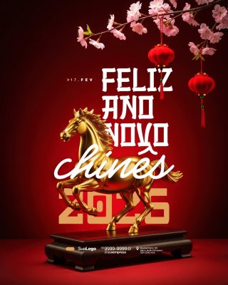 Ano Novo Chinês 2026 Celebração Social Media PSD Editável