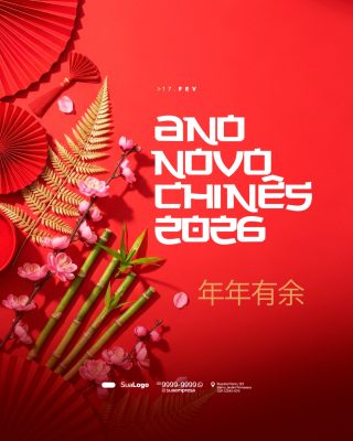 Ano Novo Chinês 2026 Celebração Social Media PSD Editável