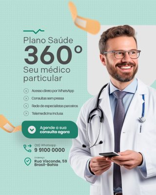 Plano Saúde 360 Seu Médico Particular Telemedicina Inclusa PSD Editável