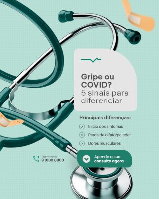 Gripe ou COVID 5 Sinais para Diferenciar Consulta PSD Editável