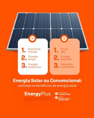 Energia Solar ou Convencional Benefícios PSD Editável