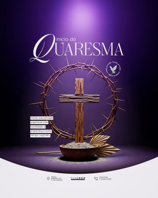 Quaresma Inicie Sua Jornada Espiritual Banner Religioso PSD Editável