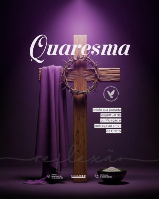 Quaresma Inicie Sua Jornada Espiritual Purificação Cristo PSD Editável