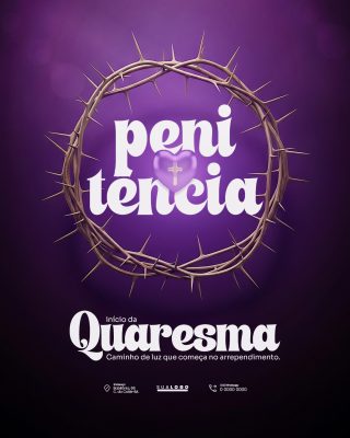 Quaresma Penitência Coroa de Espinhos Início Arrependimento PSD Editável