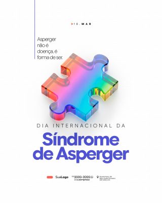 Dia Internacional da Síndrome de Asperger 18 de fevereiro Social Media PSD Editável