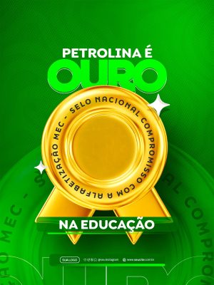 Petrolina é Ouro Selo Nacional Compromisso Educação Post PSD Editável