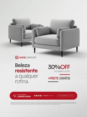 Loja Sofás Beleza Resistente 30% OFF Frete Grátis PSD Editável