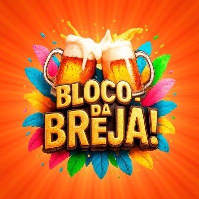 Carnaval Bloco da Breja Canecas e Penas Festivas PSD Editável