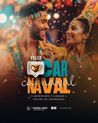 Carnaval Feliz Carnaval Venha Celebrar com Segurança PSD Editável