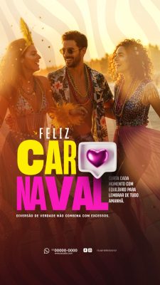 Carnaval Feliz Curta com Equilíbrio Folia Festiva PSD Editável