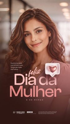 Dia da Mulher Sua Luz Ilumina Caminhos 8 de Março PSD Editável