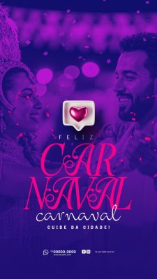 Carnaval Feliz Cuide da Cidade Post para Redes Sociais PSD Editável