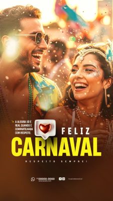 Carnaval Feliz A Alegria é Compartilhada Flyer PSD Editável