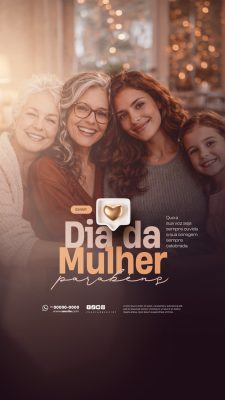 Dia da Mulher 8 de Março Celebração Voz Coragem PSD Editável