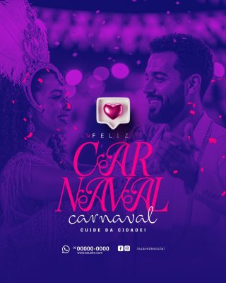 Carnaval Feliz Cuide da Cidade Post Rede Social PSD Editável