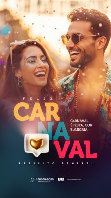 Carnaval Feliz Folia e Alegria Arte Festiva PSD Editável