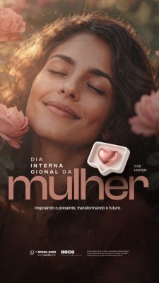 Dia Internacional da Mulher Inspirando o Presente Transformando o Futuro PSD Editável