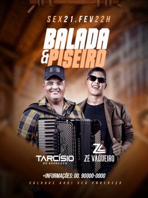 Balada e Piseiro Tarcísio do Acordeon e Zé Vaqueiro Folheto PSD Editável