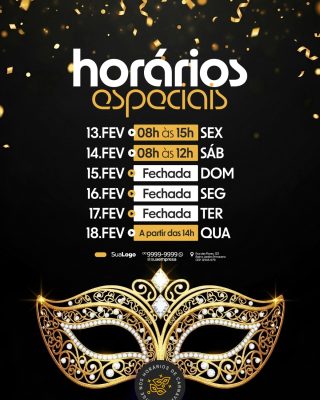 Horários de Carnaval Loja Social Media PSD Editável