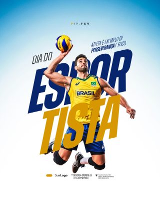 Dia do Esportista 19 FEV Atleta Exemplo de Perseverança PSD Editável