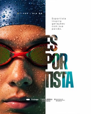 19 Fev Dia do Esportista Post para Redes Sociais PSD Editável