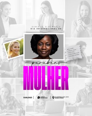 Mulher 8 de Marco Parabéns Template de Dia Internacional PSD Editável