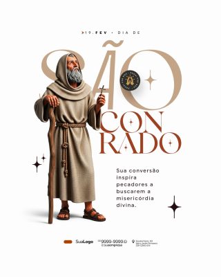 São Conrado 19 Fev Dia de Santo Arte Religiosa PSD Editável