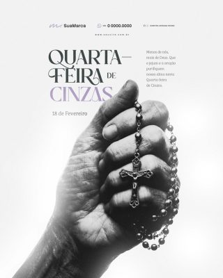 Quarta-feira de Cinzas Oração e Jejum Arte Religiosa PSD Editável